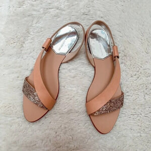 ZARA - Golden Glitter Slide Sandals